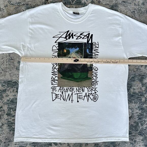 Stussy X Denim Tears Shirt Mens XL Farmers Blvd Tee Streetwear NY Queens Jamaica - Picture 8 of 9
